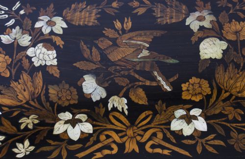 fig 3. Antique Dutch Marquetry Ebonized Jewellery Casket C1870 19th C
