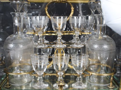 fig 3. Antique French Bacarrat Ormolu with Glass Tantalus Cave a Liqueur 19th C