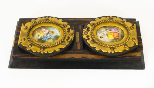 fig 4. Antique Victorian Betjemann's Pietra Dura Coromandel Book Slide 19th C
