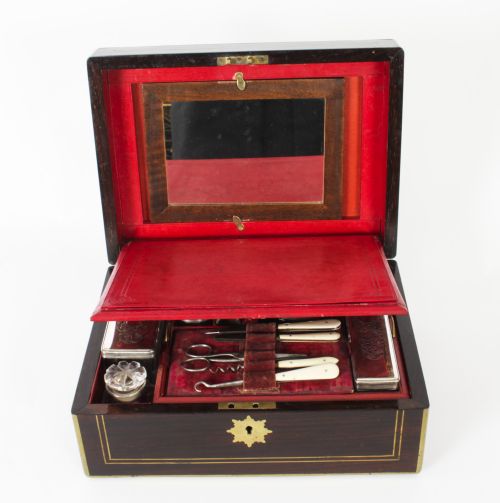 fig 1. Antique Victorian Coromandel Gentleman's Vanity Case Box Circa 1840 19th C