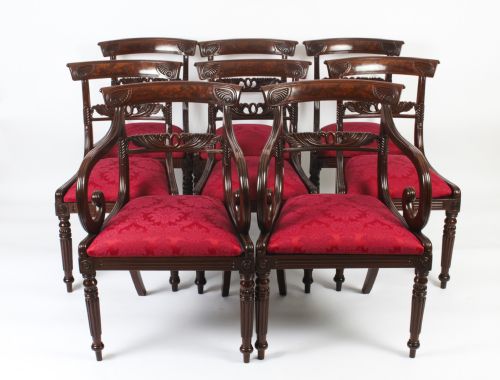 Antique Set 8 Regency Mahogany Dining Chairs Manner of Gillows C.1820 19th C