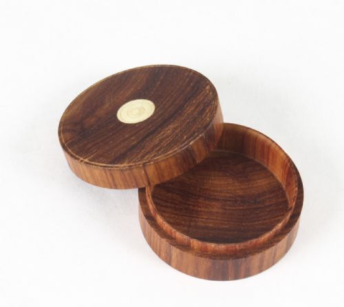 Antique Circular Hardwood Snuff Box & Cover C1900 20th C
