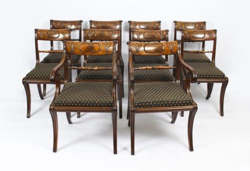 Antique Set 10 Scottish Regency Dining Chairs C1815 19th Century
