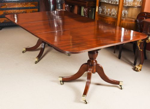 Antique Regency Twin Pillar Mahogany Dining Table C1820 19th C
