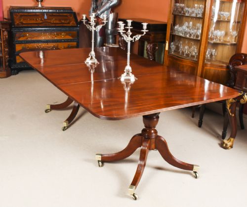 fig 1. Antique Regency Twin Pillar Mahogany Dining Table C1820 19th C
