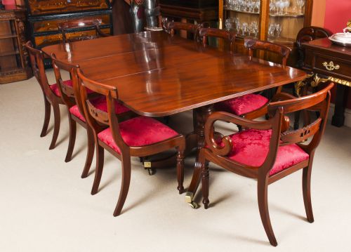 fig 2. Antique Regency Twin Pillar Mahogany Dining Table C1820 19th C
