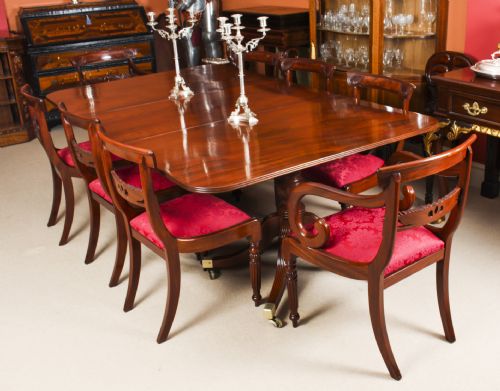 fig 3. Antique Regency Twin Pillar Mahogany Dining Table C1820 19th C
