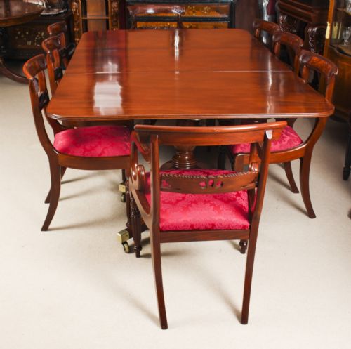 fig 4. Antique Regency Twin Pillar Mahogany Dining Table C1820 19th C
