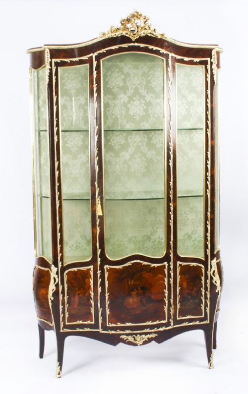 fig 1. Antique Large French Vernis Martin Display Cabinet C1880 19th C
