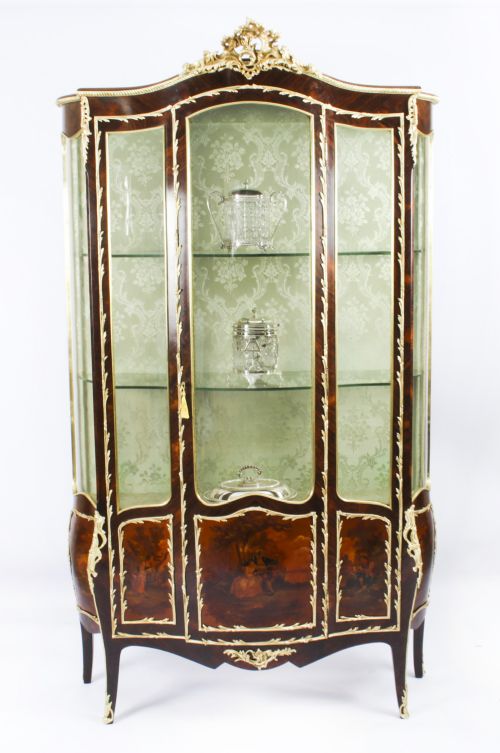 fig 2. Antique Large French Vernis Martin Display Cabinet C1880 19th C
