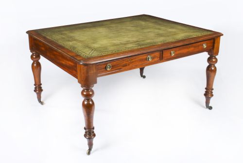 Antique 4ft 9" Victorian Four Drawer Partners Writing Table 19th C

