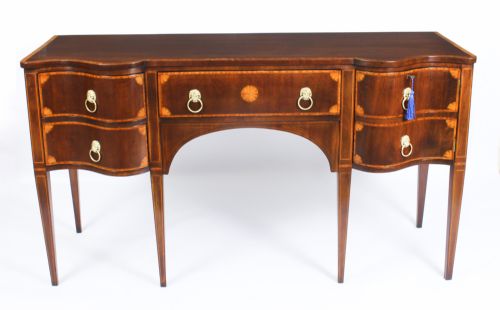 fig 1. Antique English Regency Revival Flame Mahogany Sideboard 19th Century
