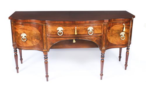 ANTIQUE ENGLISH REGENCY FLAME MAHOGANY SIDEBOARD C1820 19TH CENTURY - ADDITIONAL PHOTO 1