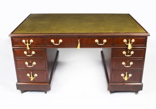 Antique 5ft George III Mahogany Pedestal Partners Desk C1810 19th C

