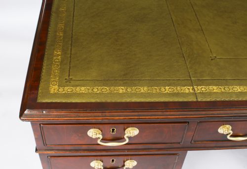 fig 1. Antique 5ft George III Mahogany Pedestal Partners Desk C1810 19th C
