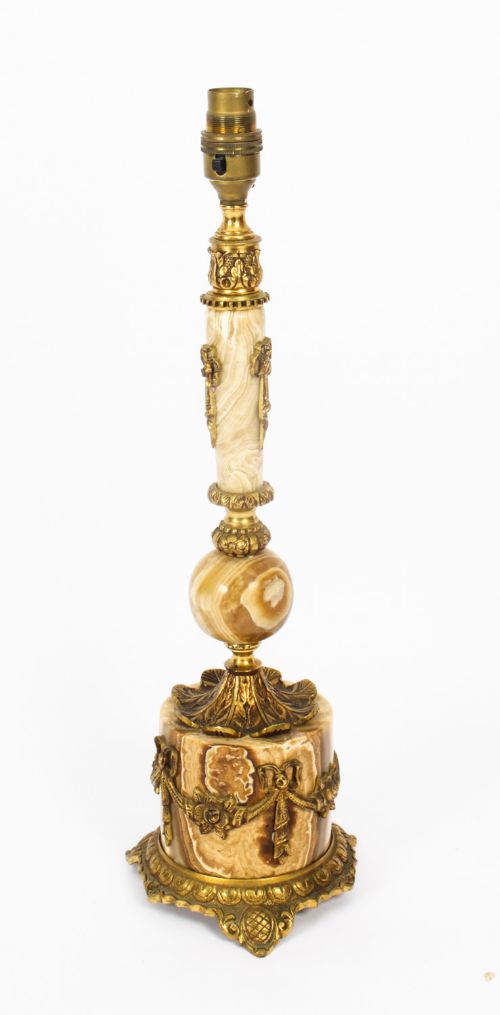Antique French Ormolu Mounted Brown Onyx Table Lamp C1880 19th C
