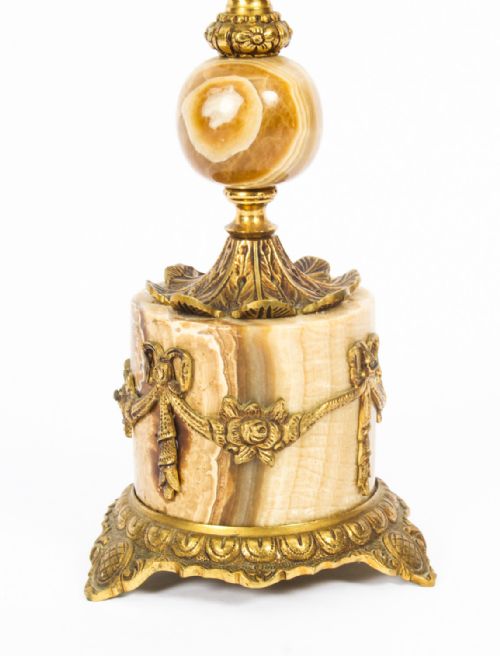 fig 2. Antique French Ormolu Mounted Brown Onyx Table Lamp C1880 19th C
