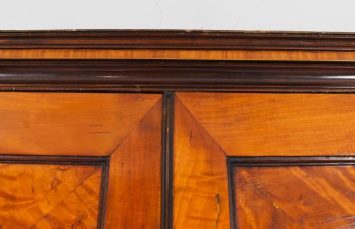 fig 2. Antique English Inalaid & Crossbanded Satinwood Wardrobe 19th Century
