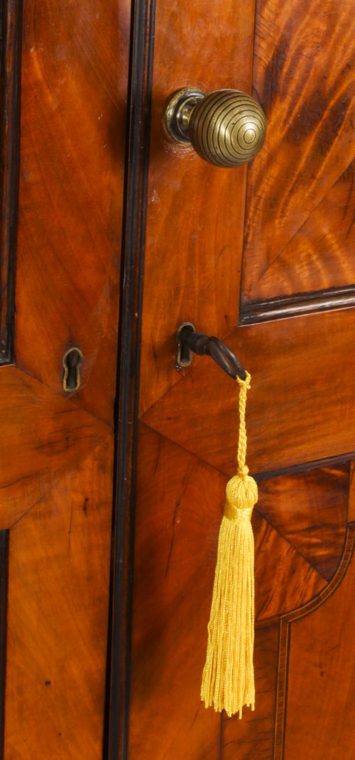 fig 4. Antique English Inalaid & Crossbanded Satinwood Wardrobe 19th Century
