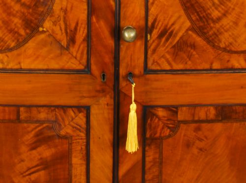 fig 5. Antique English Inalaid & Crossbanded Satinwood Wardrobe 19th Century
