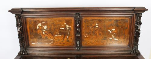 fig 2. Antique Italian Lombardy Marquetry Hall Bench Settle late 18th Century