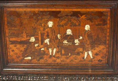 fig 4. Antique Italian Lombardy Marquetry Hall Bench Settle late 18th Century