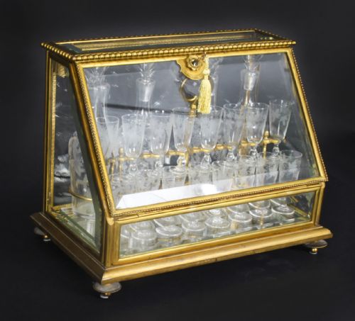 Antique French Ormolu with Glass Tantalus Cave a Liqueur 19th C
