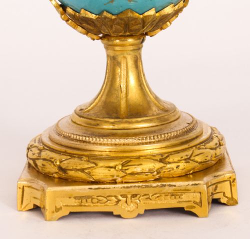 fig 6. Antique Pair Bleu Celeste Sevres Porcelain Lidded Pot Pourri Vases 19th C
