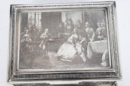 ANTIQUE FRENCH SILVERED COPPER JEWELLERY CASKET BOX B WICKER 19TH C - ADDITIONAL PHOTO 14