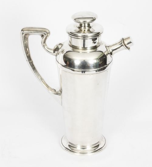 Antique Art Deco Sterling Silver Cocktail Shaker C1930 20th C
