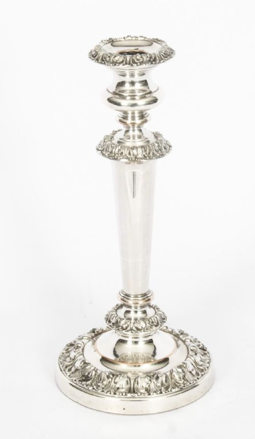 fig 1. Antique Set 4 Old Sheffield Silver Plated Candlesticks C1820 19th Century
