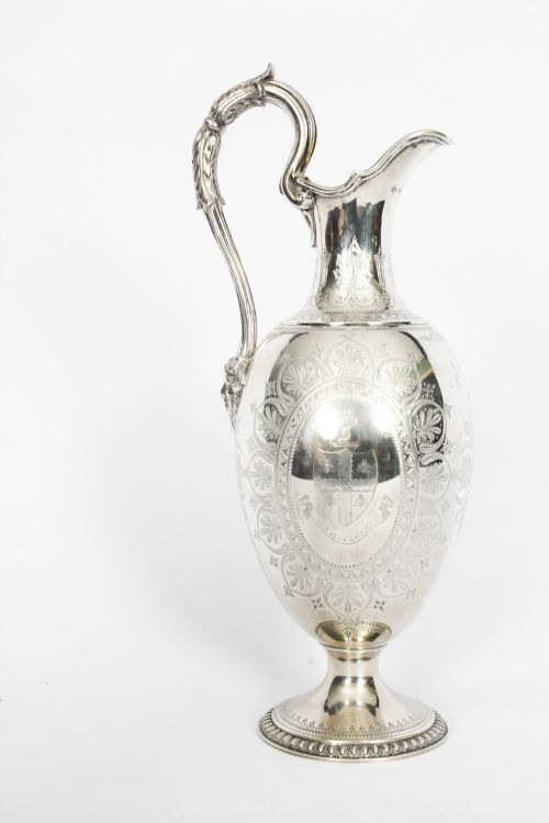 fig 1. Antique Victorian Silver Claret Wine Jug Barnard 1876 19th C

