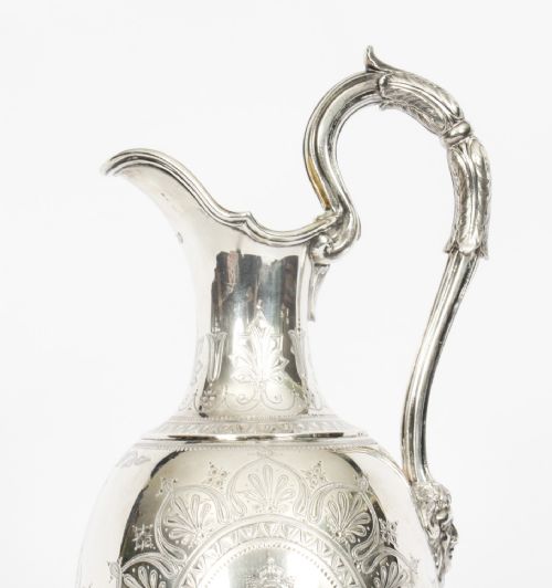 fig 2. Antique Victorian Silver Claret Wine Jug Barnard 1876 19th C
