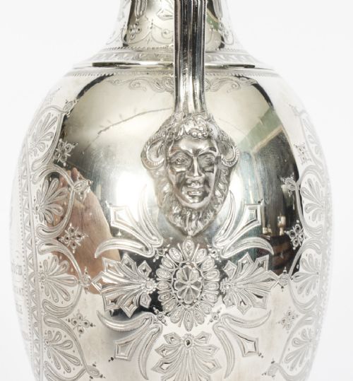 fig 3. Antique Victorian Silver Claret Wine Jug Barnard 1876 19th C
