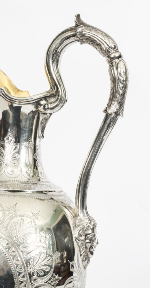 fig 4. Antique Victorian Silver Claret Wine Jug Barnard 1876 19th C
