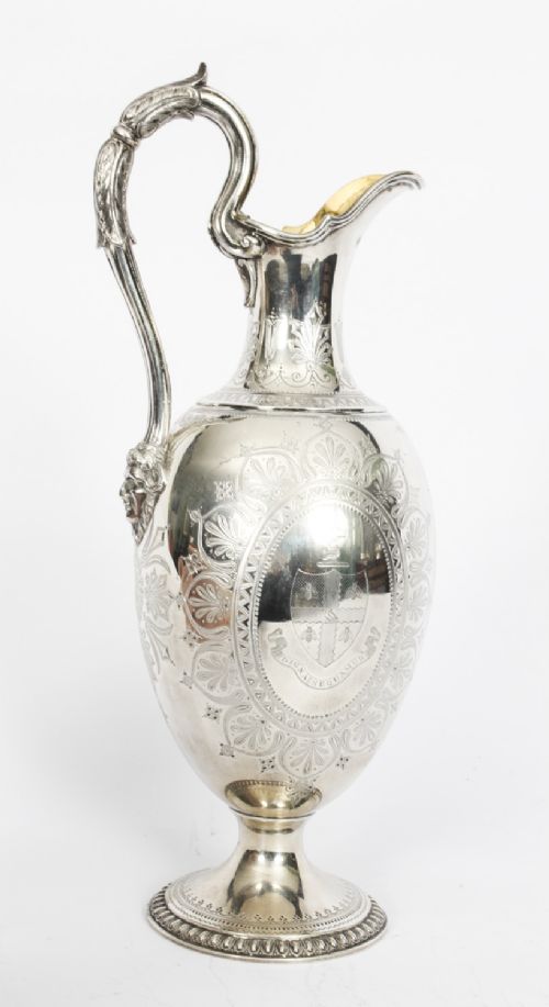 fig 5. Antique Victorian Silver Claret Wine Jug Barnard 1876 19th C

