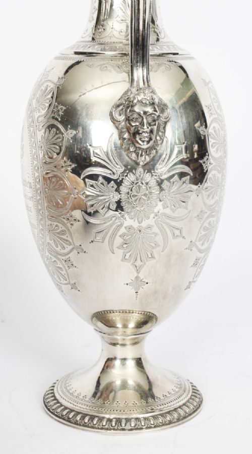 fig 6. Antique Victorian Silver Claret Wine Jug Barnard 1876 19th C
