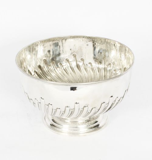 fig 1. Antique Sterling Silver Punch Bowl Walker & Hall 1893 19th C