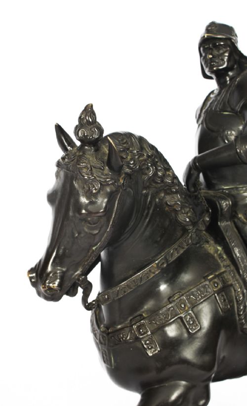 fig 5. Antique Patinated Bronze Equestrian Statue of Bartolomeo Colleoni 1860 19th C
