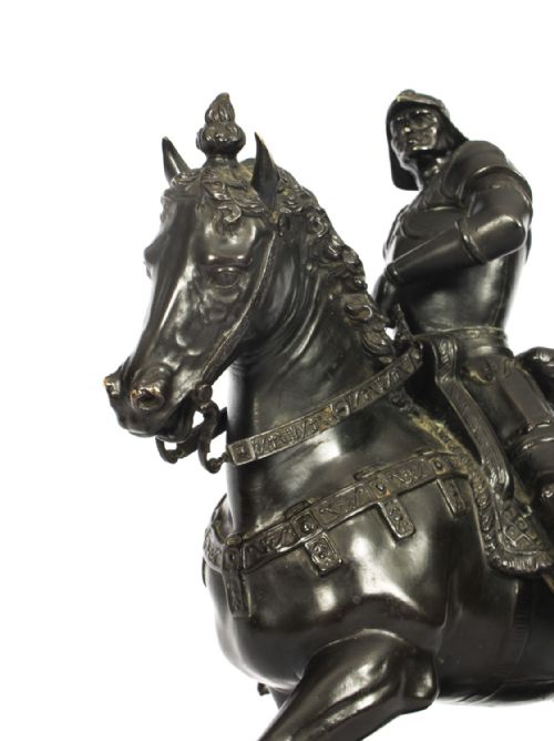 fig 7. Antique Patinated Bronze Equestrian Statue of Bartolomeo Colleoni 1860 19th C
