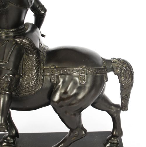 fig 8. Antique Patinated Bronze Equestrian Statue of Bartolomeo Colleoni 1860 19th C
