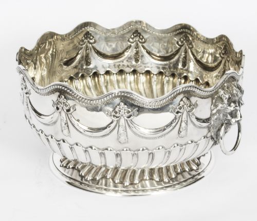 Antique Victorian Silver Punch Bowl Frederick Elkington 1884 19th C
