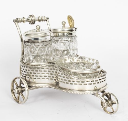 Antique Victorian Silver Plated Motoring Cruet Set 19th C
