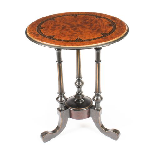 fig 1. Antique Victorian Burr Walnut & Ebonised Occasional Table 19th Century
