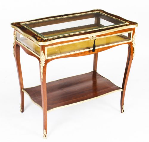 Antique French Ormolu Mounted Marquetry Bijouterie Display Table 19th Century
