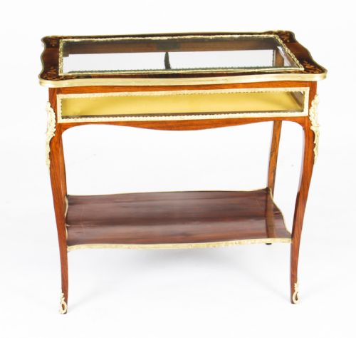 fig 1. Antique French Ormolu Mounted Marquetry Bijouterie Display Table 19th Century
