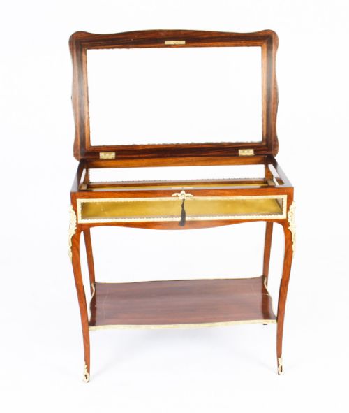 fig 2. Antique French Ormolu Mounted Marquetry Bijouterie Display Table 19th Century
