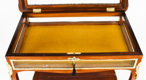fig 3. Antique French Ormolu Mounted Marquetry Bijouterie Display Table 19th Century
