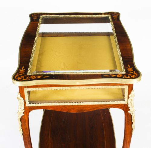 fig 6. Antique French Ormolu Mounted Marquetry Bijouterie Display Table 19th Century
