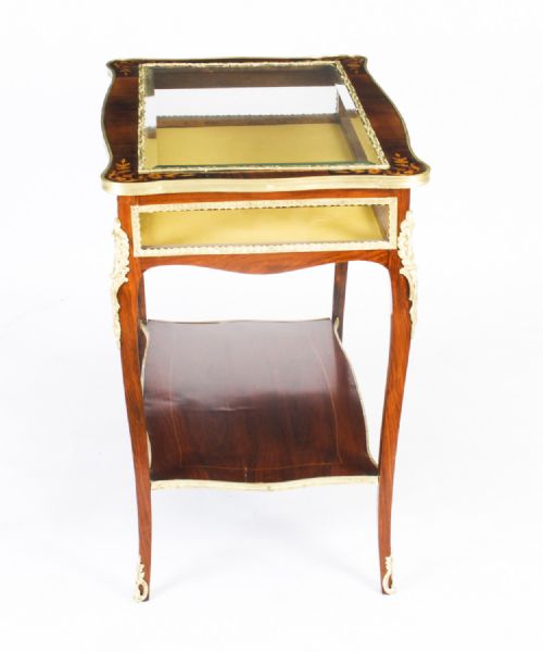 fig 7. Antique French Ormolu Mounted Marquetry Bijouterie Display Table 19th Century
